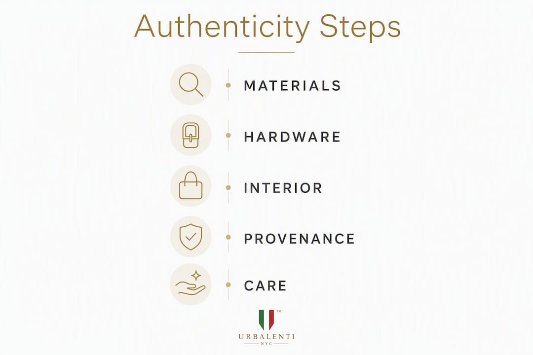 Infographic illustrating key steps to verify Valentino Garavani authenticity