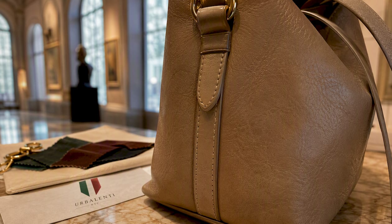 Close-up of tumbled calfskin leather texture