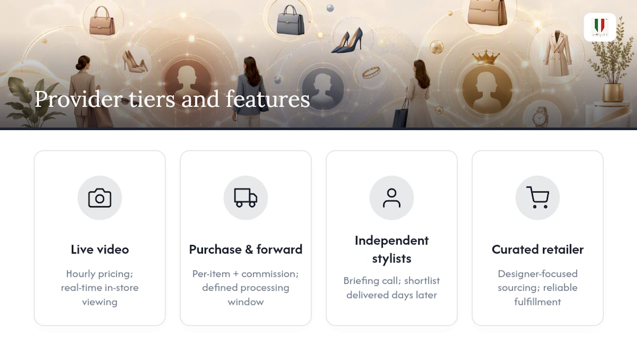 Diagram comparing virtual personal shopper service tiers