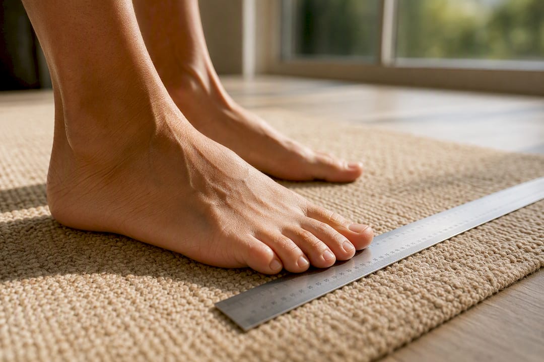 Foot aligned with centimeter ruler