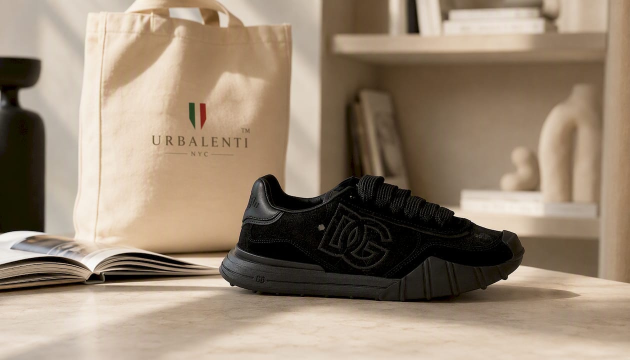 Dolce & Gabbana Black Calf Leather Bos Taurus Chunky Sneakers