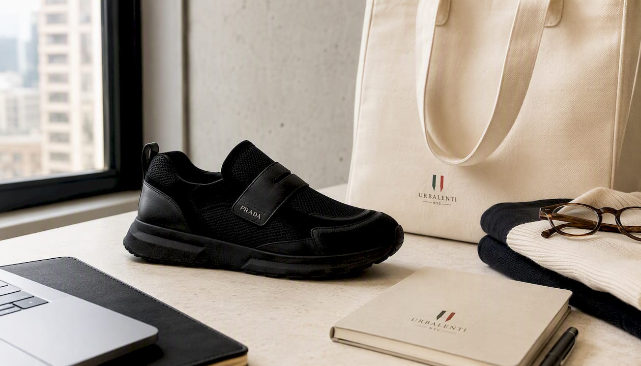Baskets de sport Prada en cuir de veau noir Bos Taurus