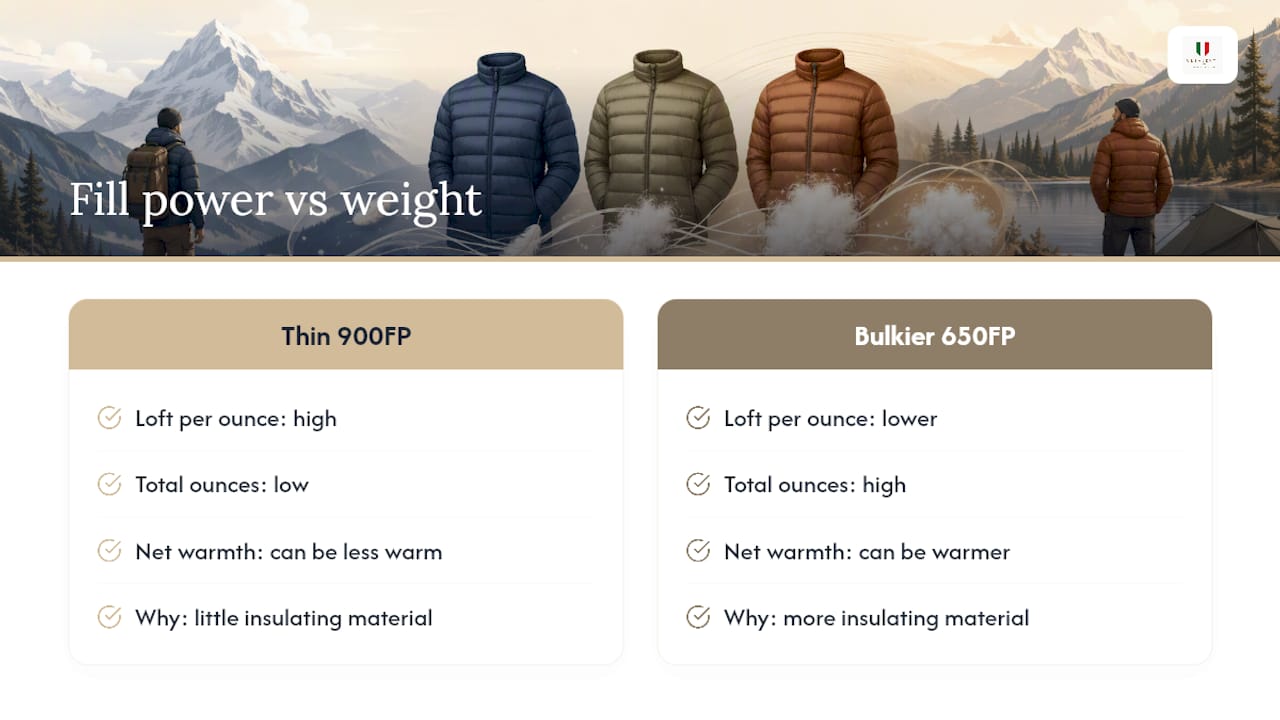 Fill power and fill weight warmth comparison