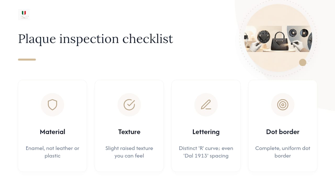 Four checks for inspecting a bag plaque