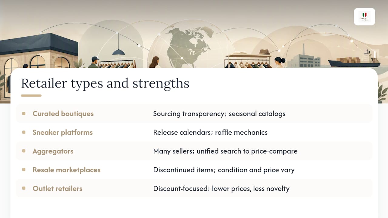 Five fashion retailer types compared
