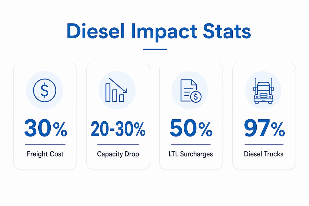 Infographic showing statistics on diesel scarcity impact