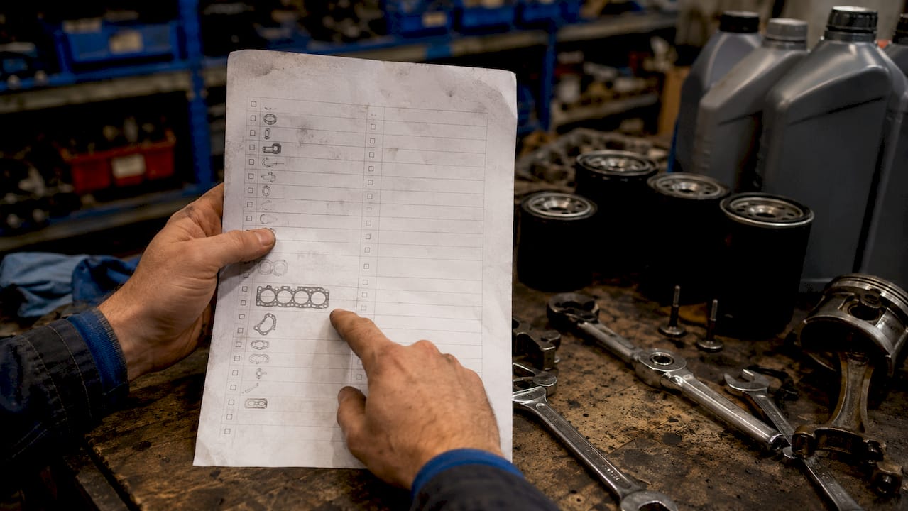 Hands with parts checklist and replacement gaskets