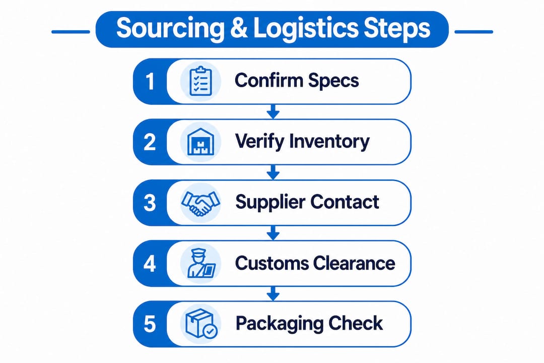 Infographic showing step-by-step emergency diesel engine sourcing process