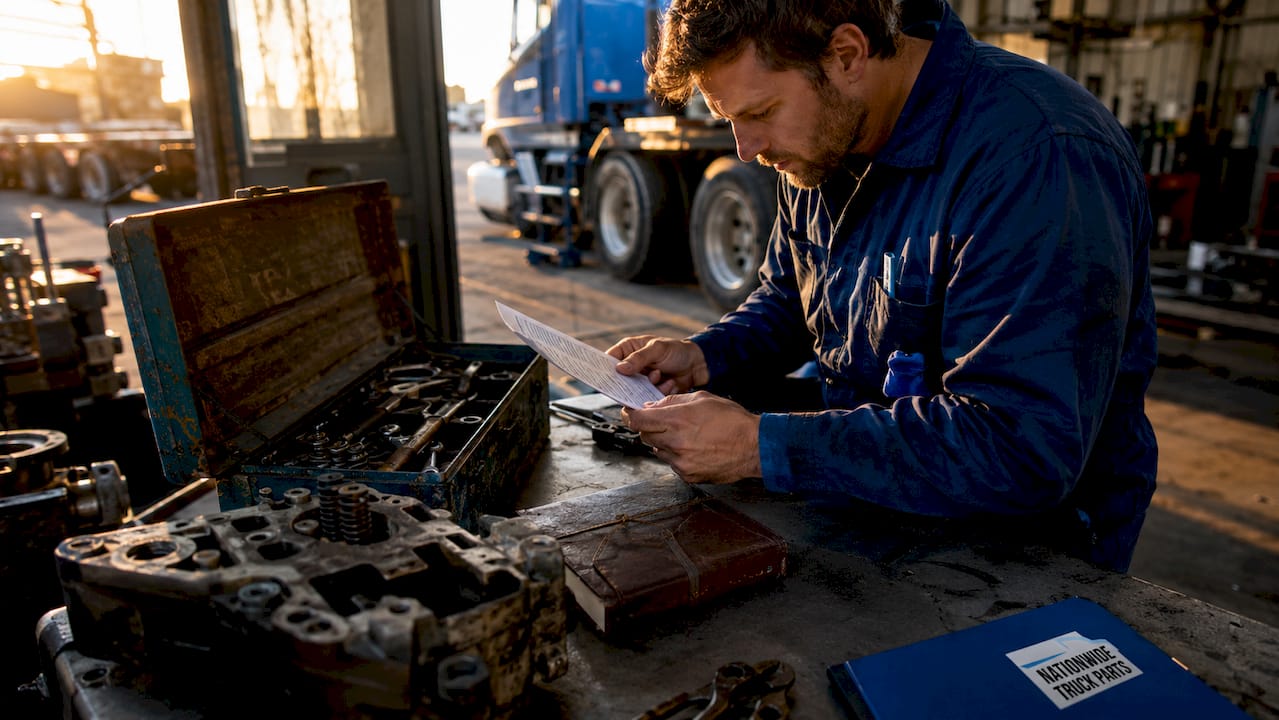 Hands holding tablet with engine mileage data