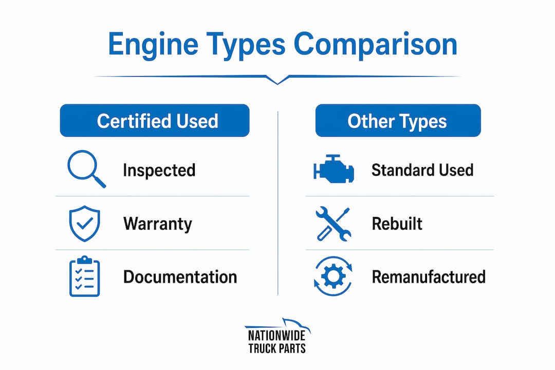 Infographic comparing certified used and other engine types