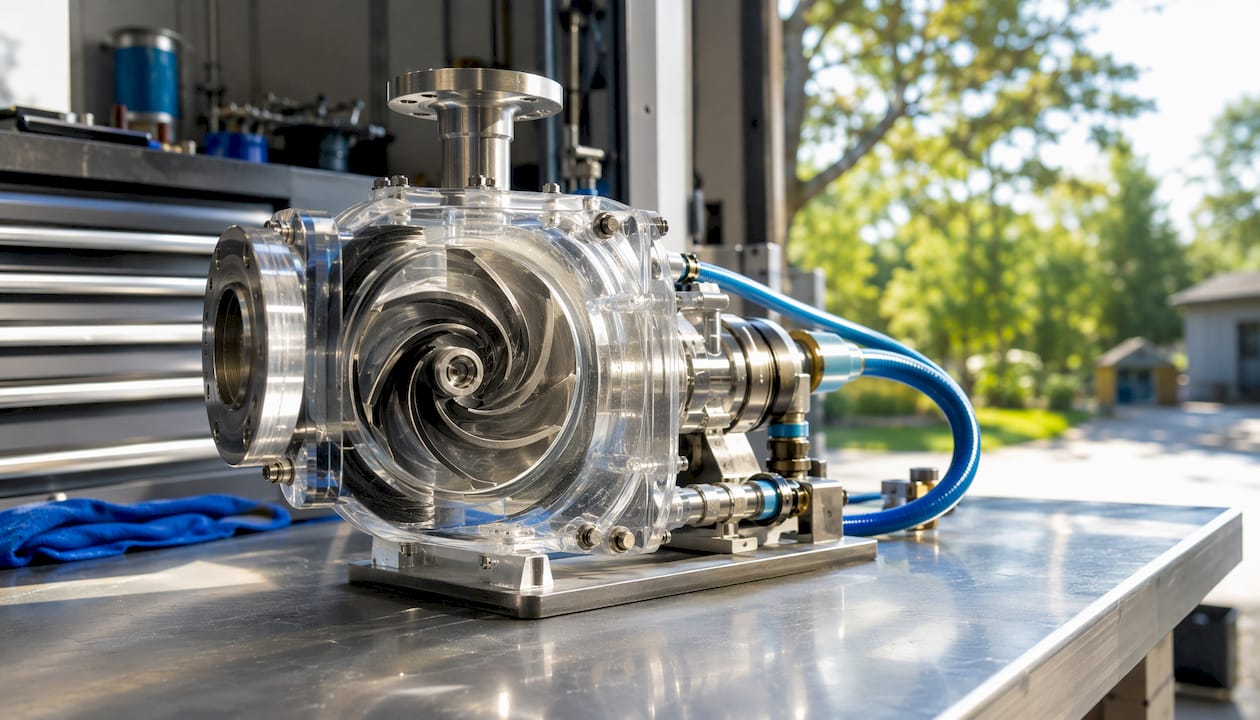 Close-up centrifugal water pump impeller