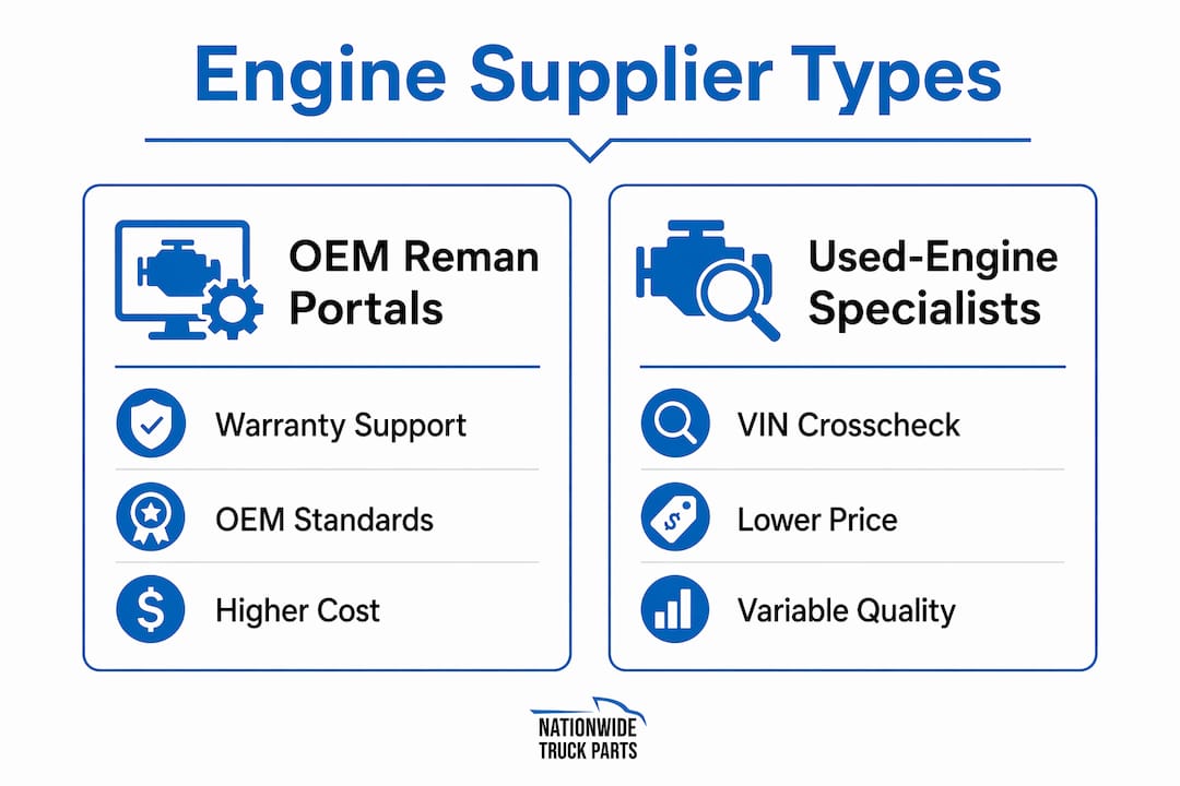 Infographic comparing different 4BT engine supplier types