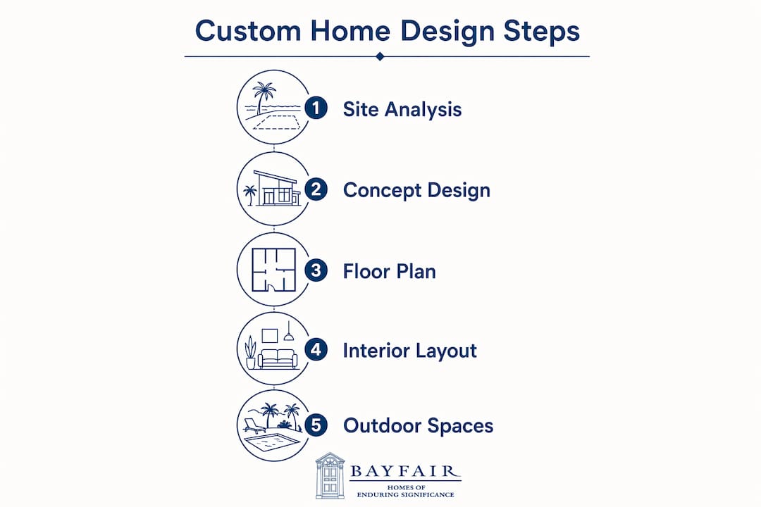 Infographic showing steps for custom home design