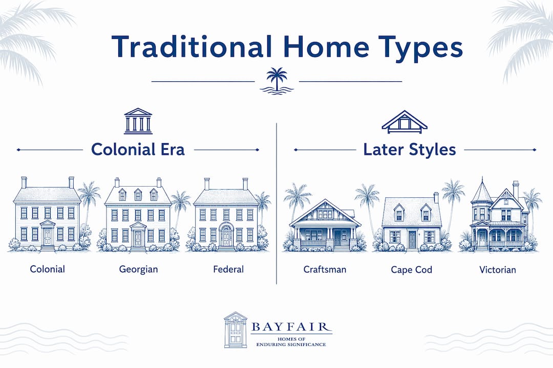 Infographic comparing traditional home substyles