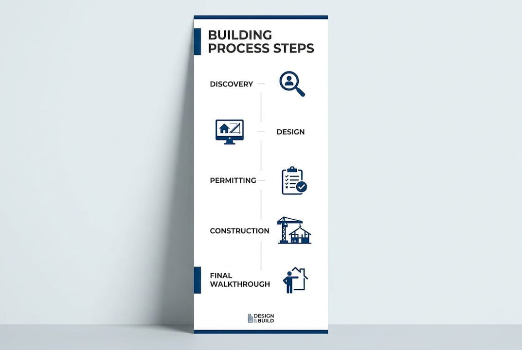 Infographic illustrating custom home building steps