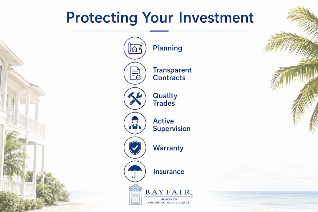 Infographic showing key steps to protect custom home investment