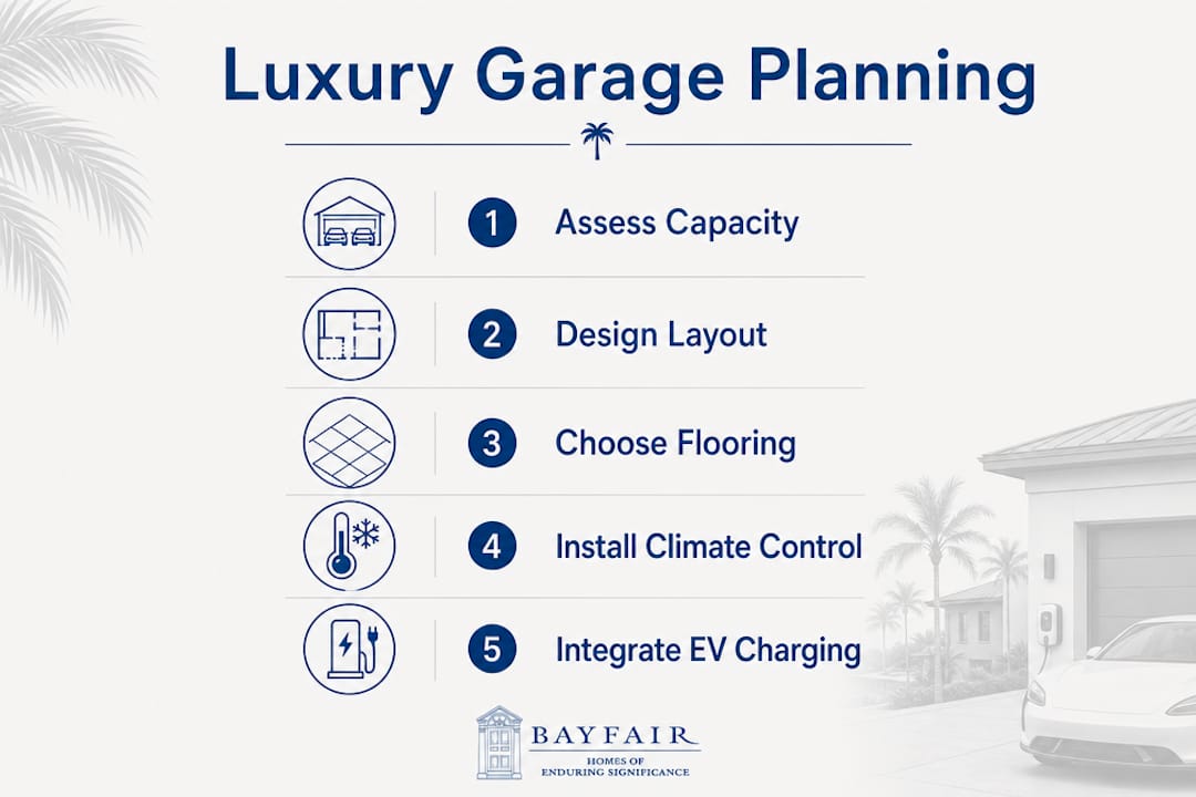 Infographic showing luxury garage planning steps