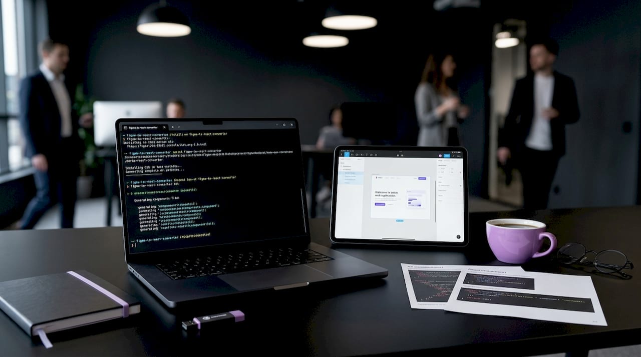 Close-up of CLI converting Figma to React code