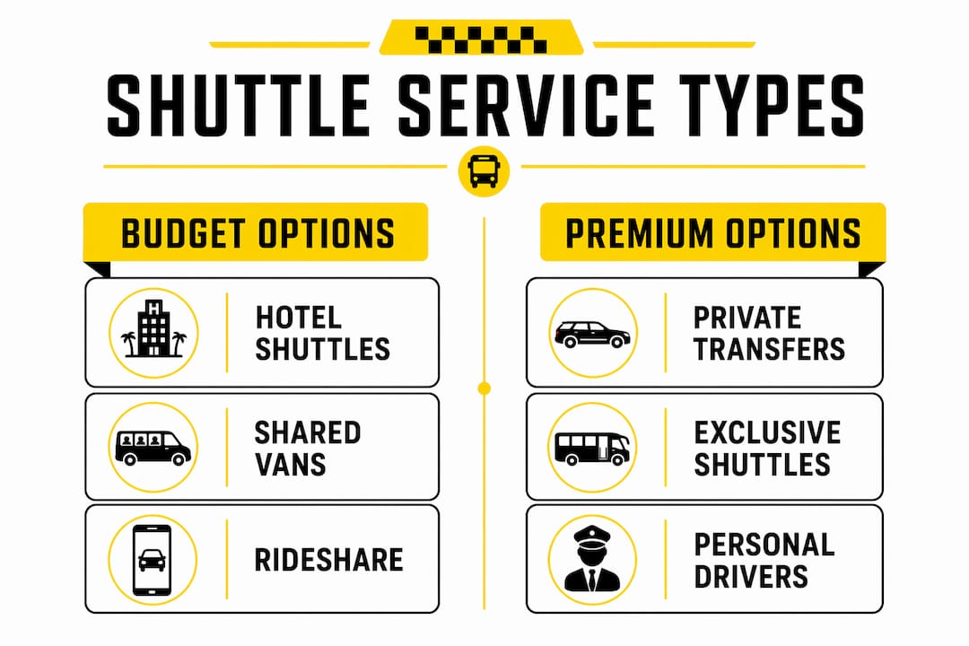 Infographic comparing shuttle service types by category