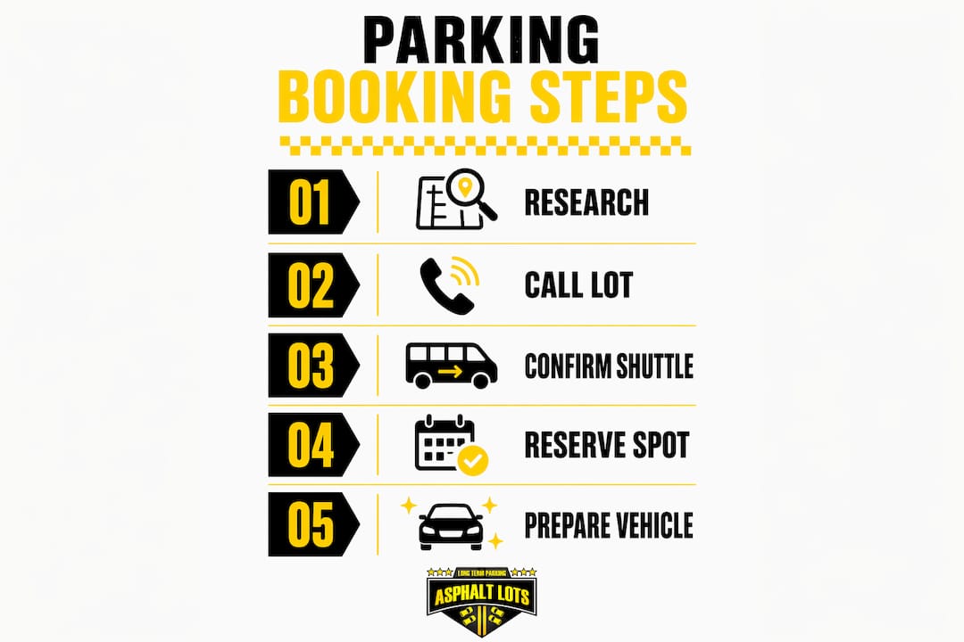 Infographic illustrating cruise parking booking steps