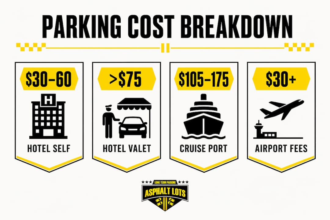 Infographic showing breakdown of travel parking costs