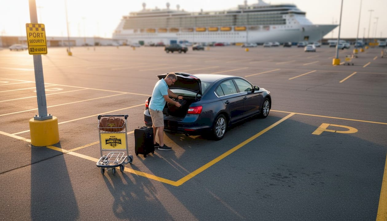 Driver parking near cruise terminal on-site lot
