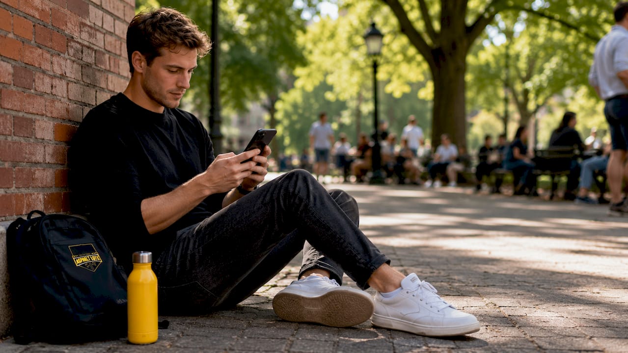 Person booking urban parking on smartphone