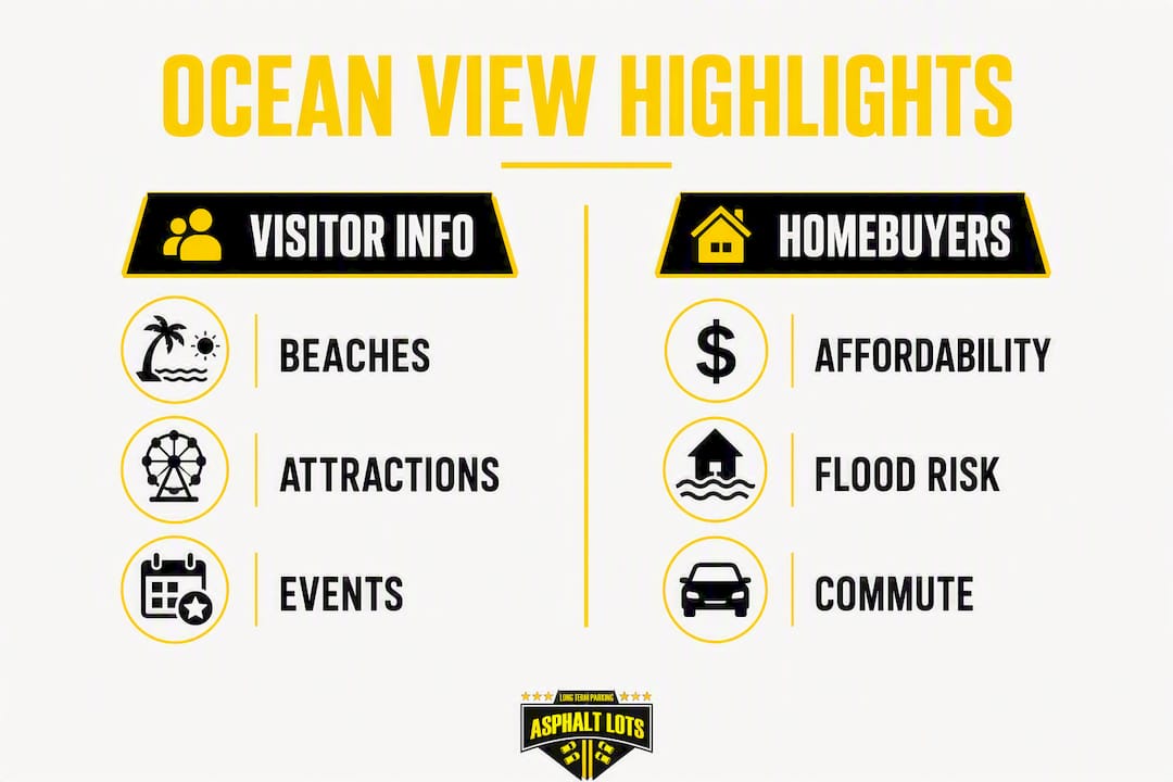 Infographic comparing visitor and homebuyer highlights of Ocean View