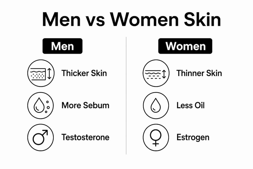 Infographic comparing men and women skin biology differences