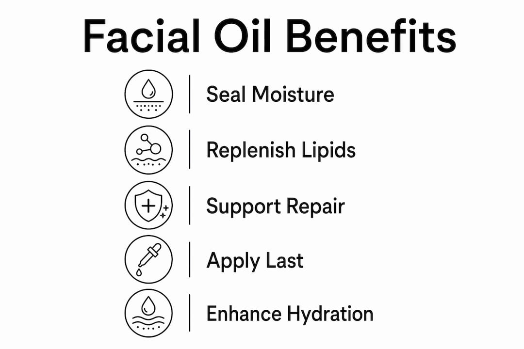 Infographic illustrating key nightly facial oil benefits