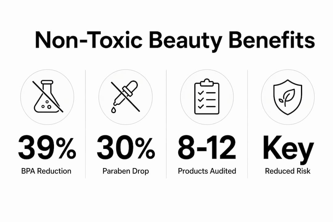 Infographic showing key non-toxic beauty benefits statistics