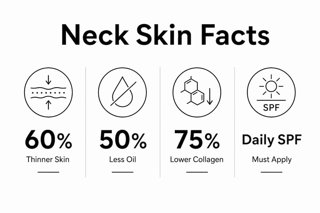 Infographic showing key statistics about neck skin properties and care