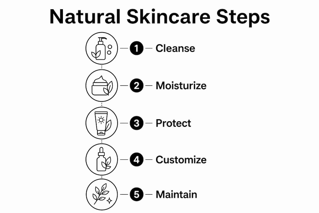 Infographic showing key steps of natural skincare routine