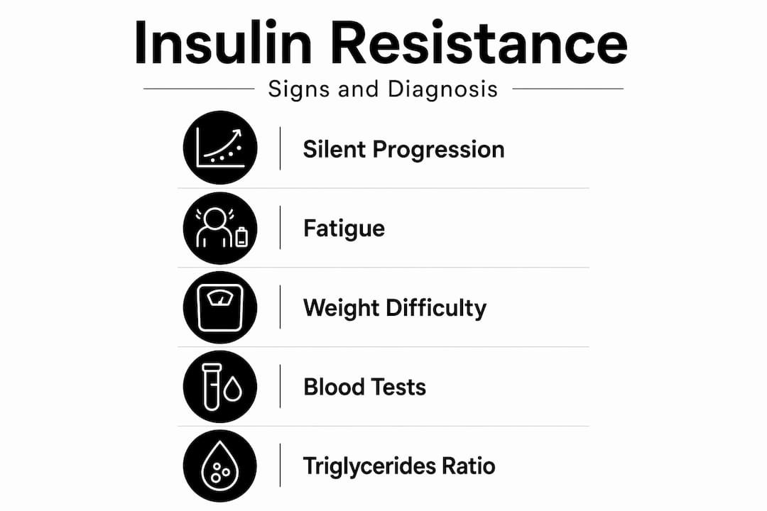 Infographic showing signs and diagnosis of insulin resistance