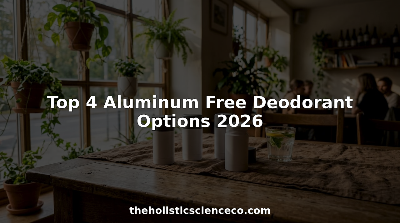 Sunlit bathroom counter with aluminum free deodorants