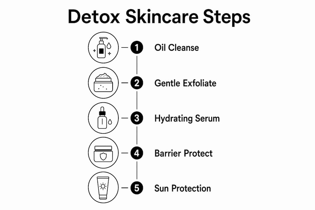 Infographic outlining detox skincare routine steps