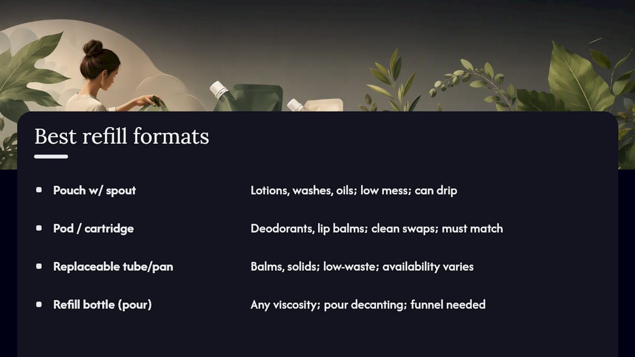 Comparison diagram of refill formats