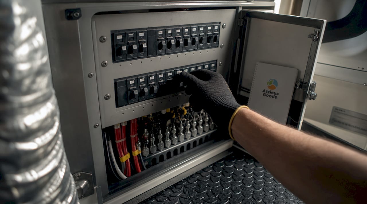 Marine electrical distribution panel with hand adjusting switch