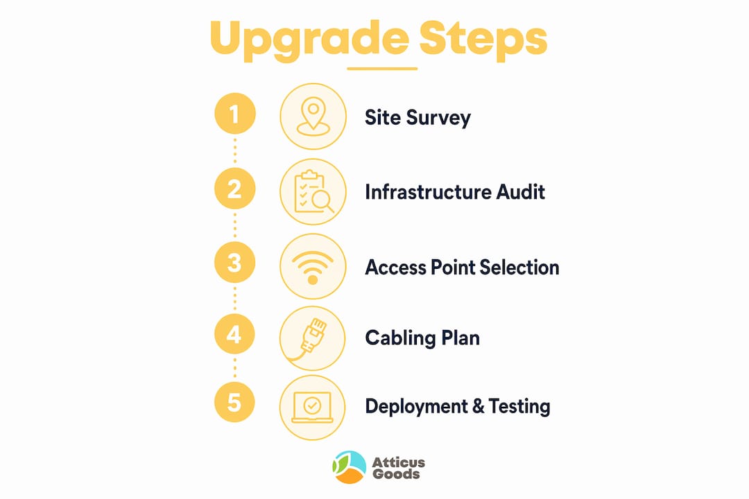 Infographic showing Wi-Fi AP upgrade step-by-step process