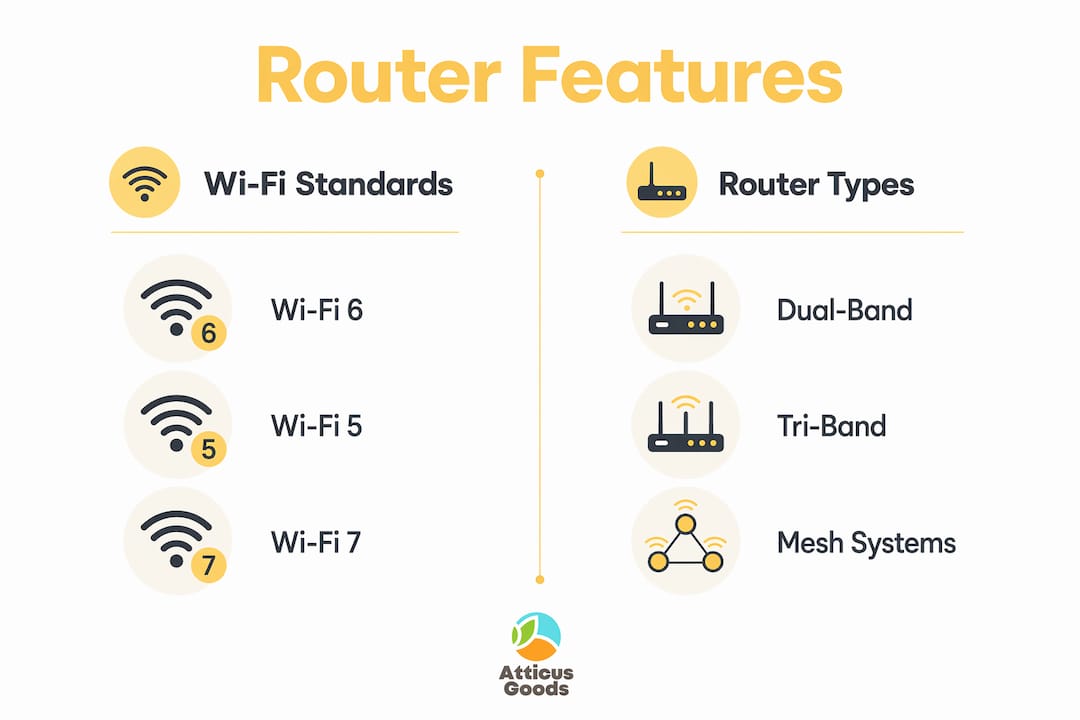 Infographic comparing Wi-Fi standards and router types