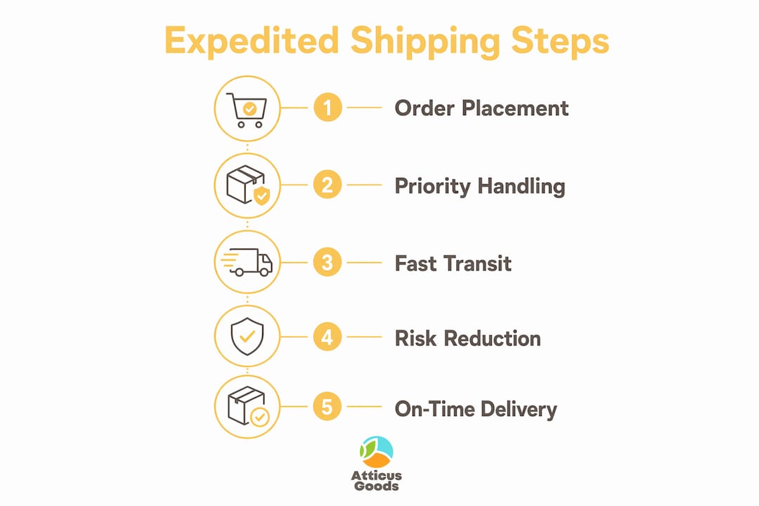 Infographic showing expedited shipping process steps
