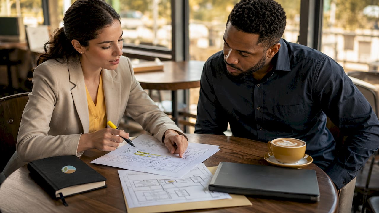 Professionals reviewing firewall compliance documents