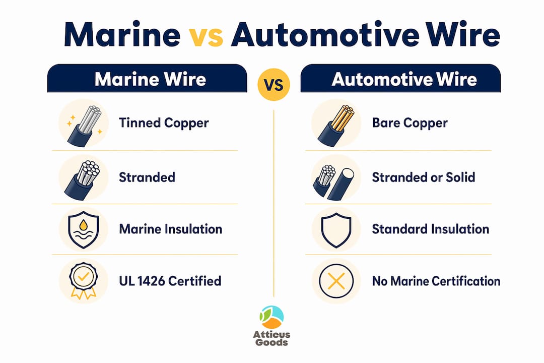 Infographic comparing marine and automotive wire