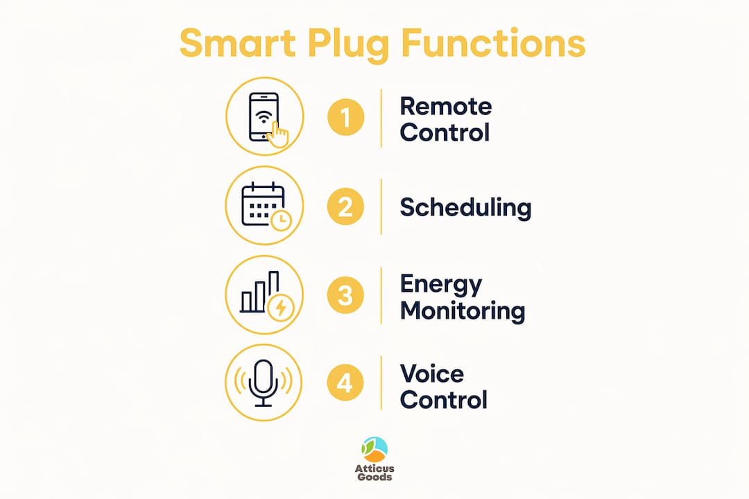 Infographic showing smart plug core functions and benefits
