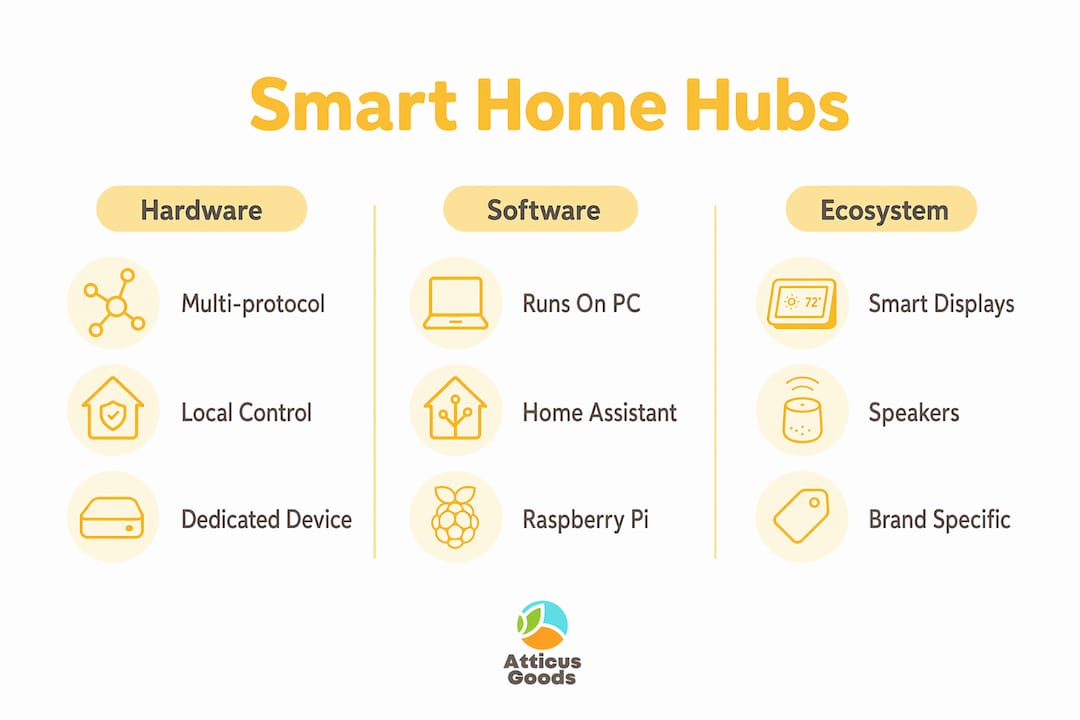 Infographic comparing types of smart home hubs