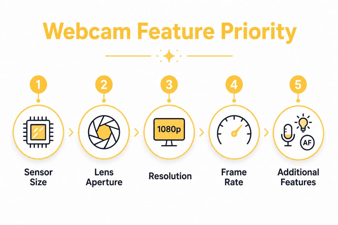 Infographic showing webcam feature priority hierarchy