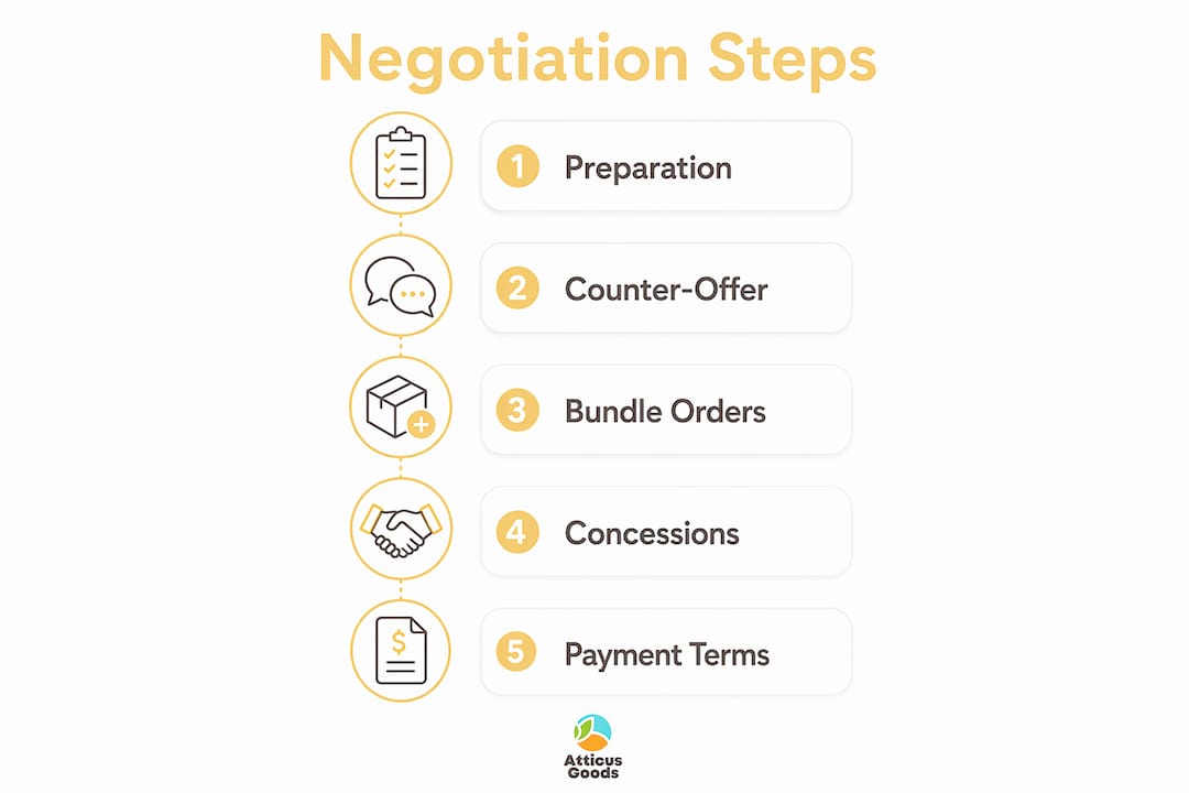 Infographic illustrating steps for effective bulk pricing negotiation