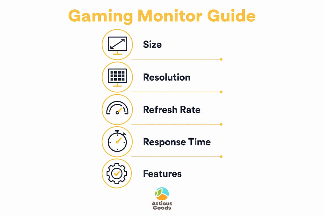 Infographic showing gaming monitor buying steps