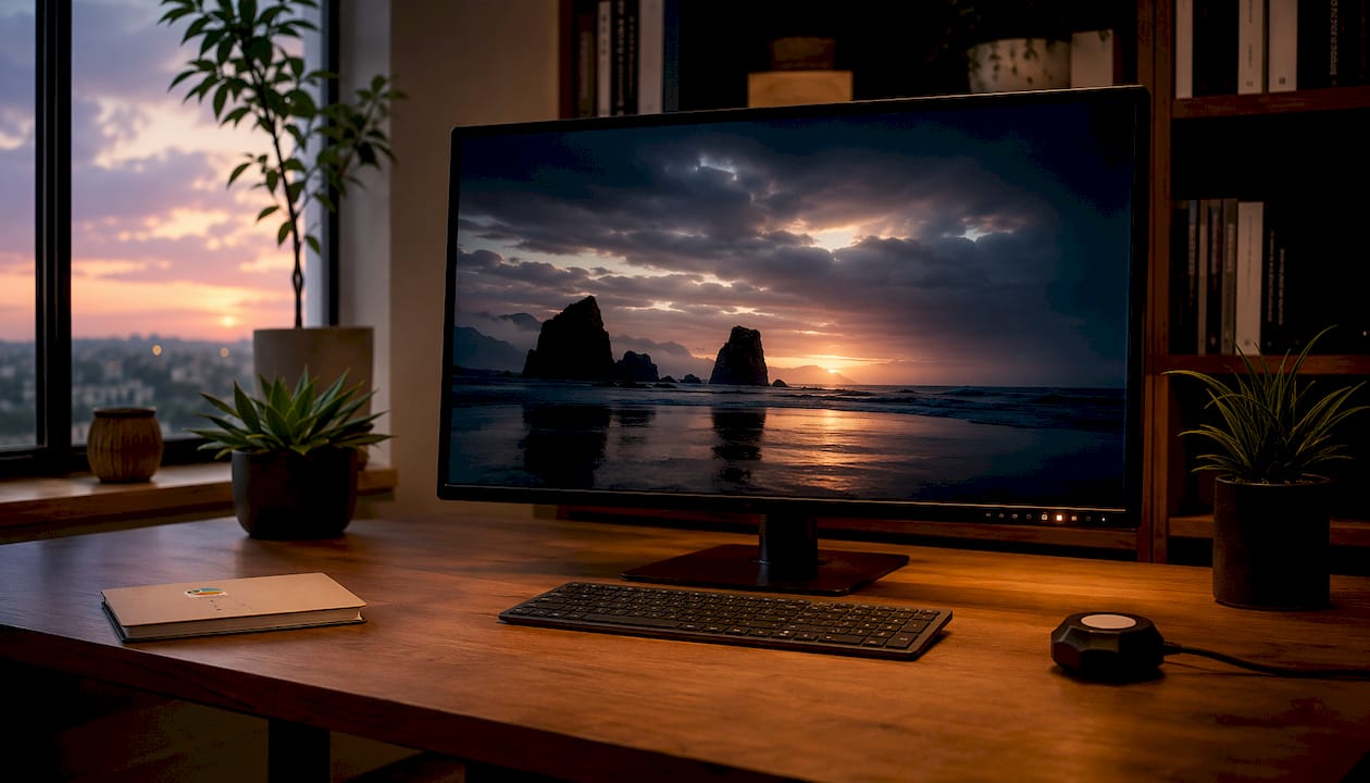 Close-up HDR monitor with local dimming indicator