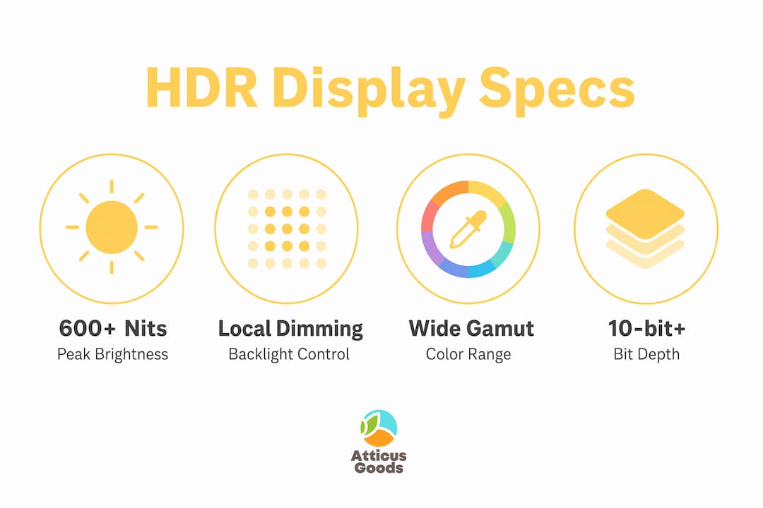 Infographic showing key HDR display specifications